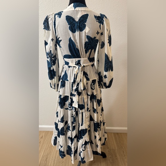 Banana Republic Navy and Cream Floral Wrap Midi Dress - Picture 2 of 10